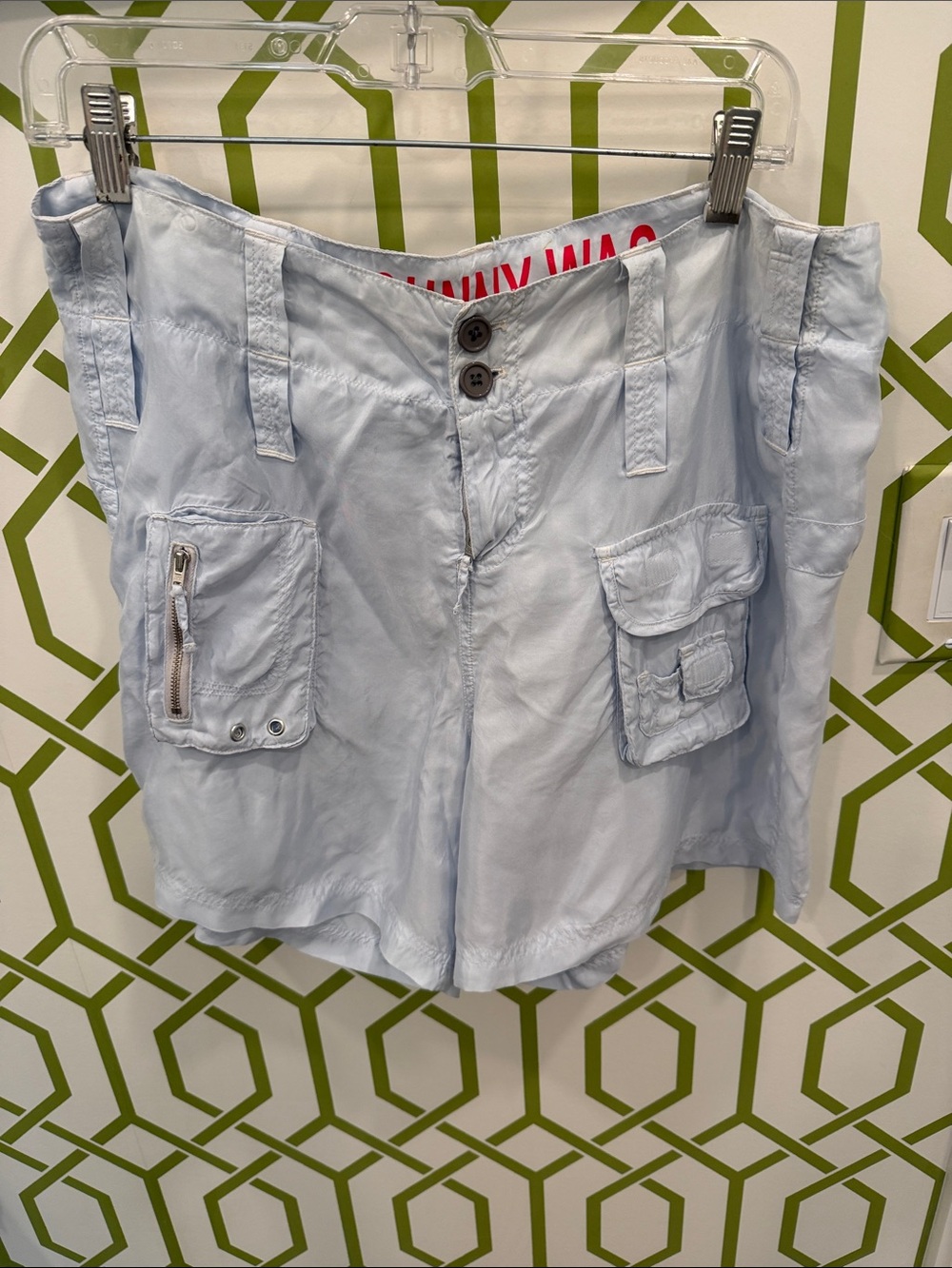 Johnny Was Cypra Pale Blue Cargo Shorts with Utility Pockets